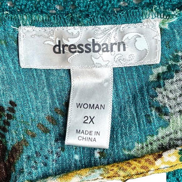 Womens Dressbarn 2X Multicolor Floral Boho Top with Sequin Details Short Sleeves - Picture 4 of 13